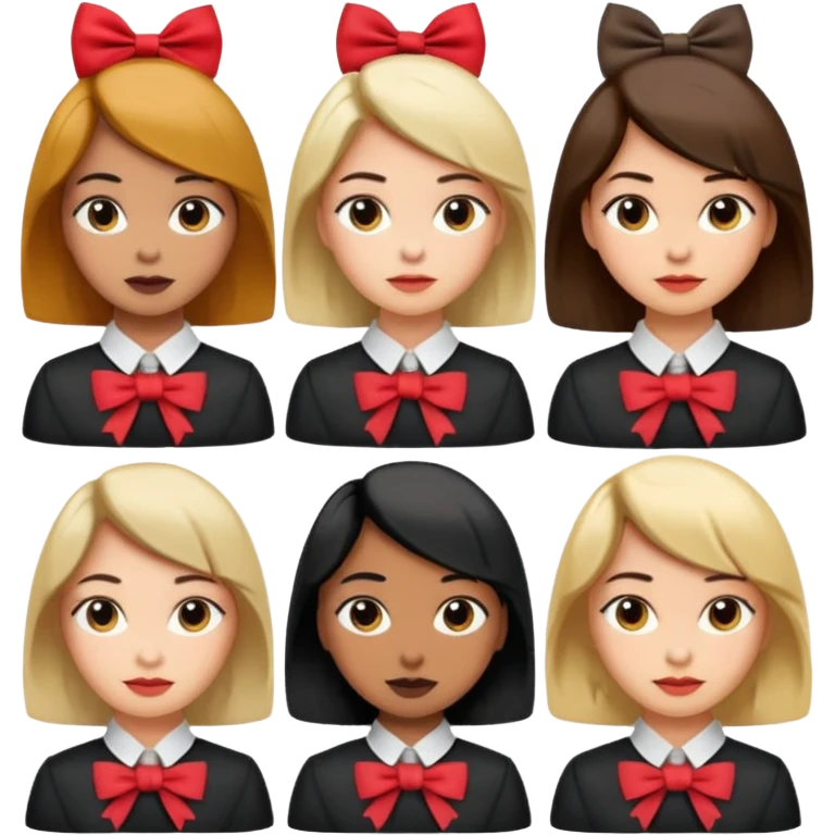 women with neckBow, different hair style . emoji