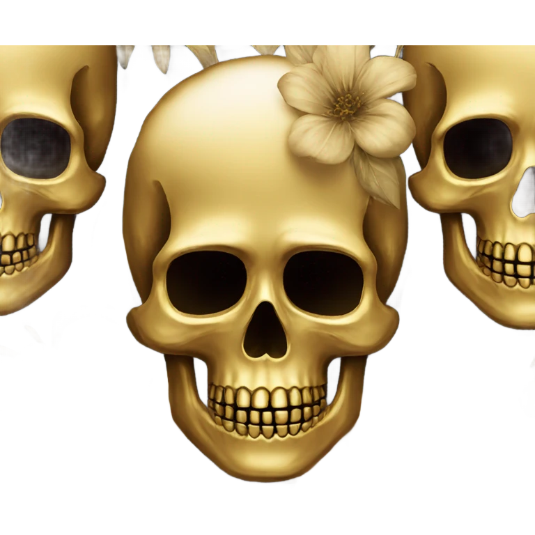 Golden skull with floral emoji