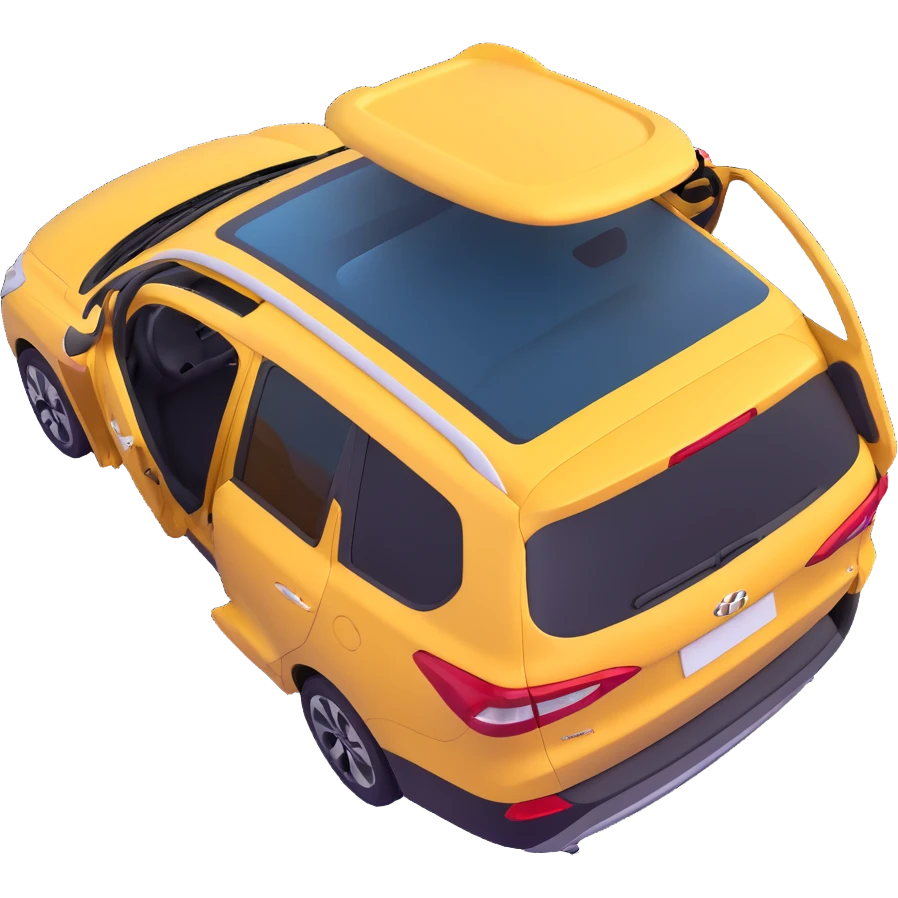 modern Hyundai INSTER car with sunroof opening, roof sliding back, sunlight coming in, 3D emoji style emoji