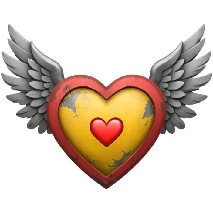 Corazon gris con alas y una venda todo gris emoji