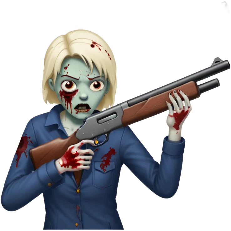 Person shooting shotgun at zombie, action pose, blood splatter, dark horror style, no background








 emoji