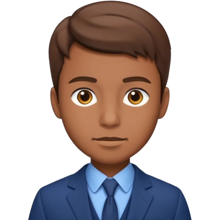 young man with brown hair in a blue navy suit emoji