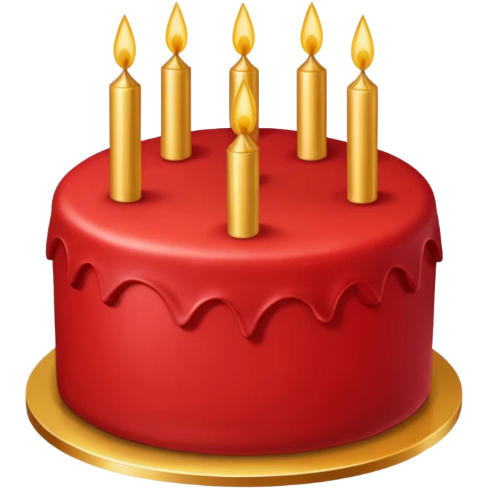 red cake with golden details and sparkles emoji