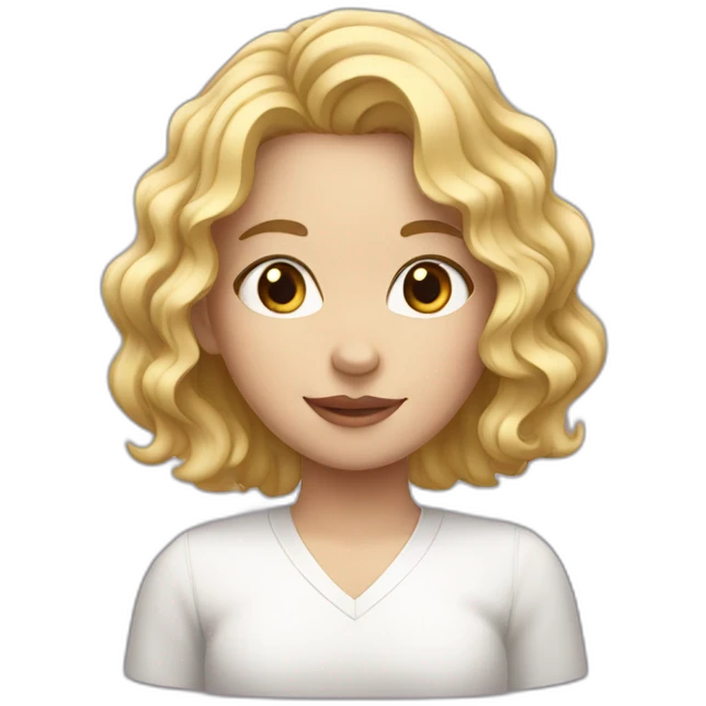 girl with wavy short blond hair, white skinned emoji