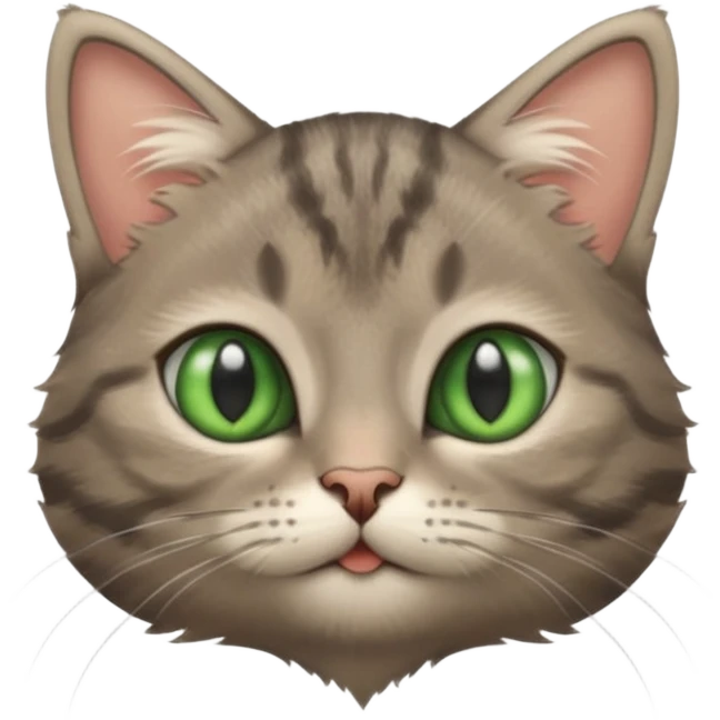 A high-resolution photo-realistic digital illustration of a grey tabby cat kitten, chest upward emoji