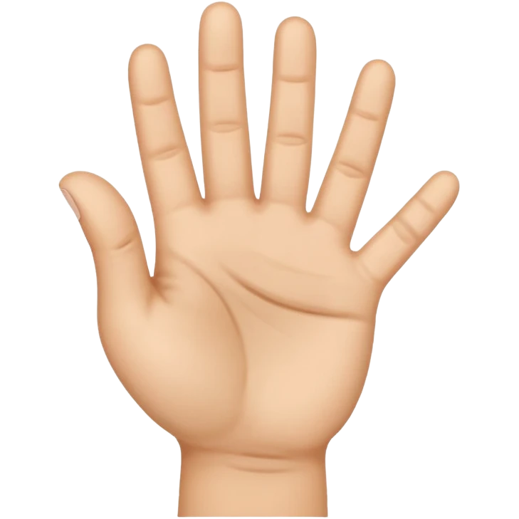 iPhone emoji style hand, palm visible, thumb bent to palm, four fingers up, number 4 gesture emoji