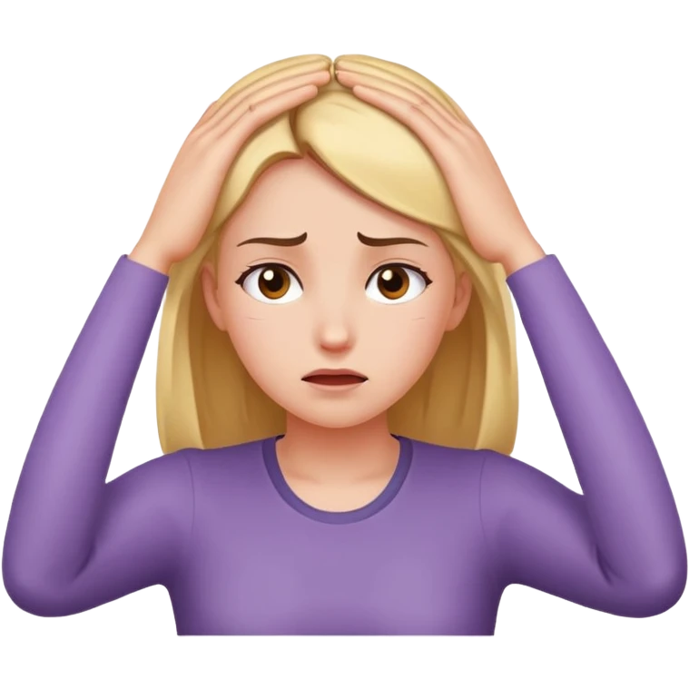 headache hands on top of a girls head  emoji