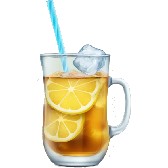 A glass filled with ice. Cold lemon iced tea emoji