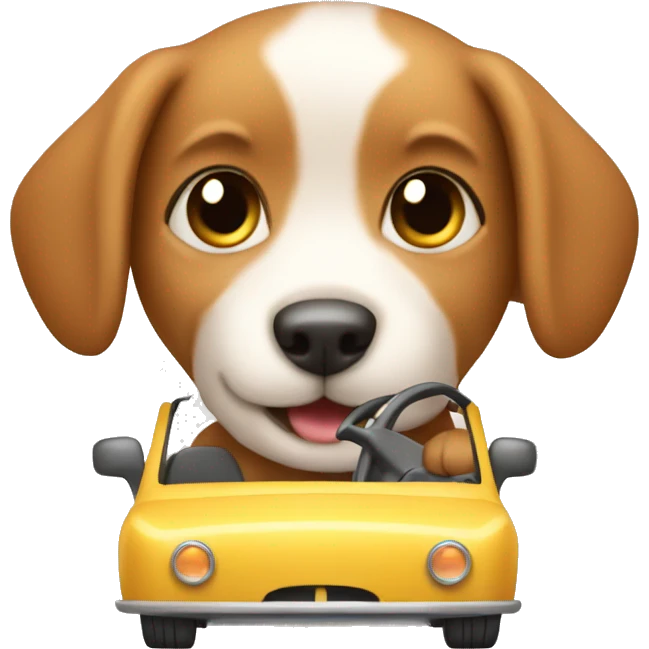 Cute puppy driving car emoji