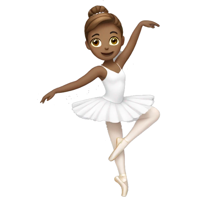 White ballerina with brown hair dancing emoji