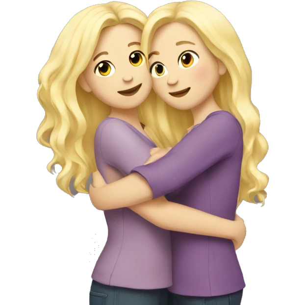 two blonde friends hugging full body  emoji
