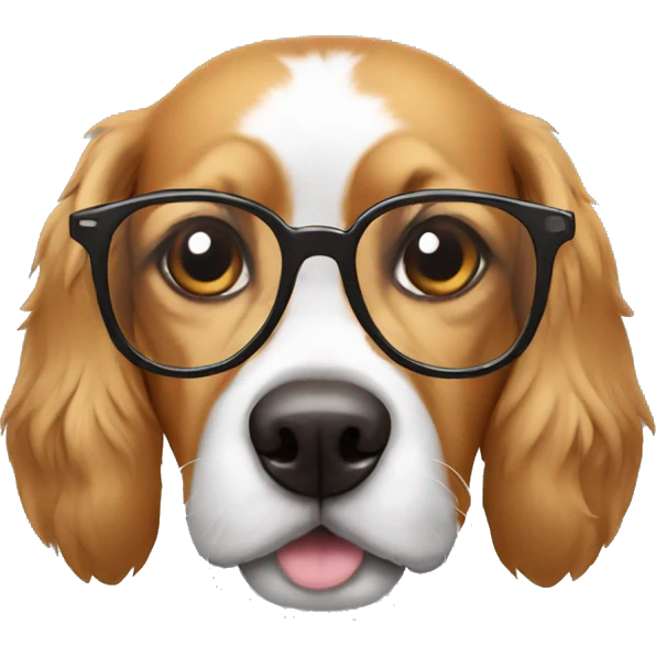 Dog wearing glasses emoji