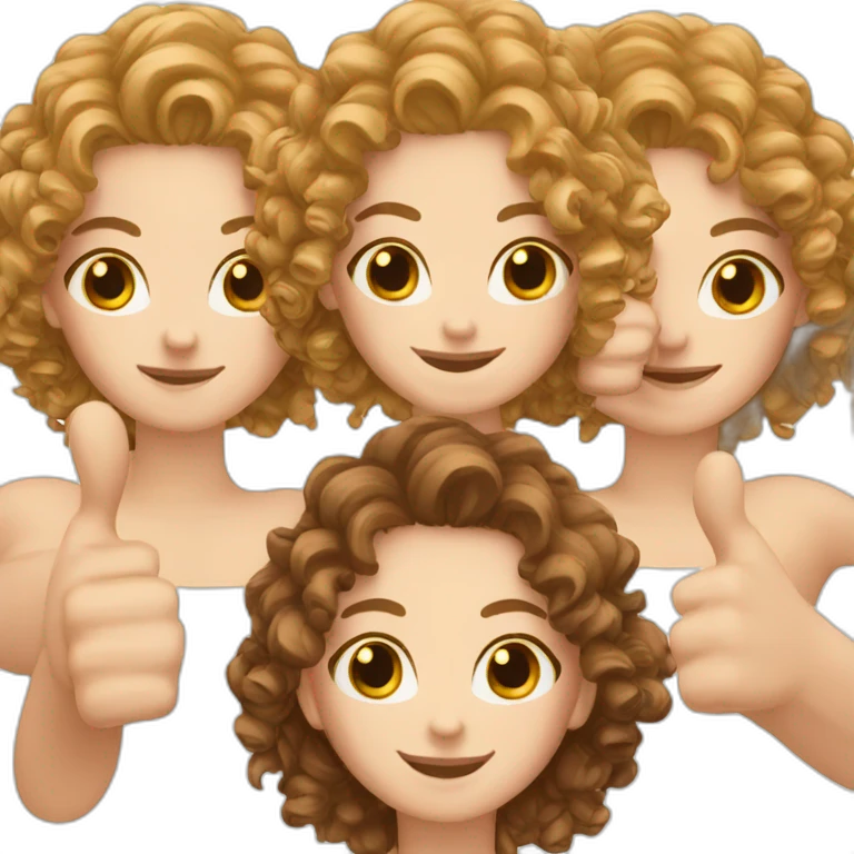 white girl brown curly hair with thumbs up emoji