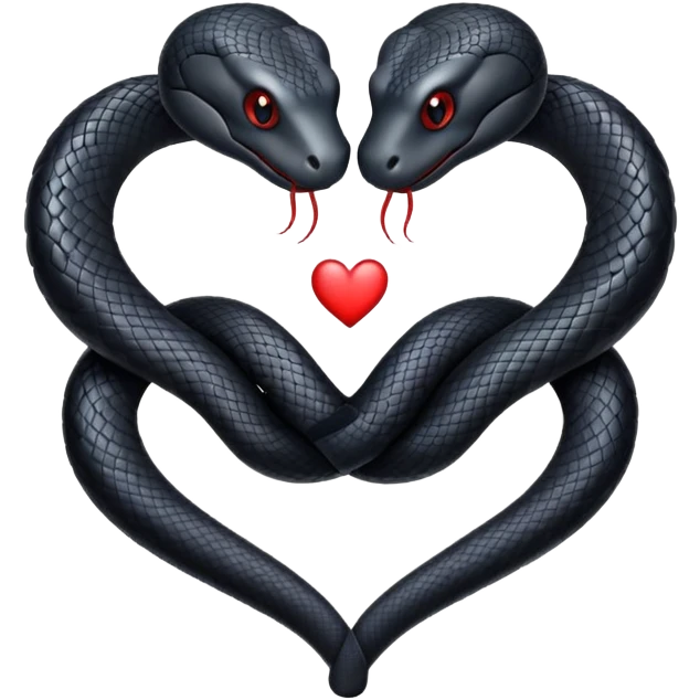 Two black snakes making a heart emoji