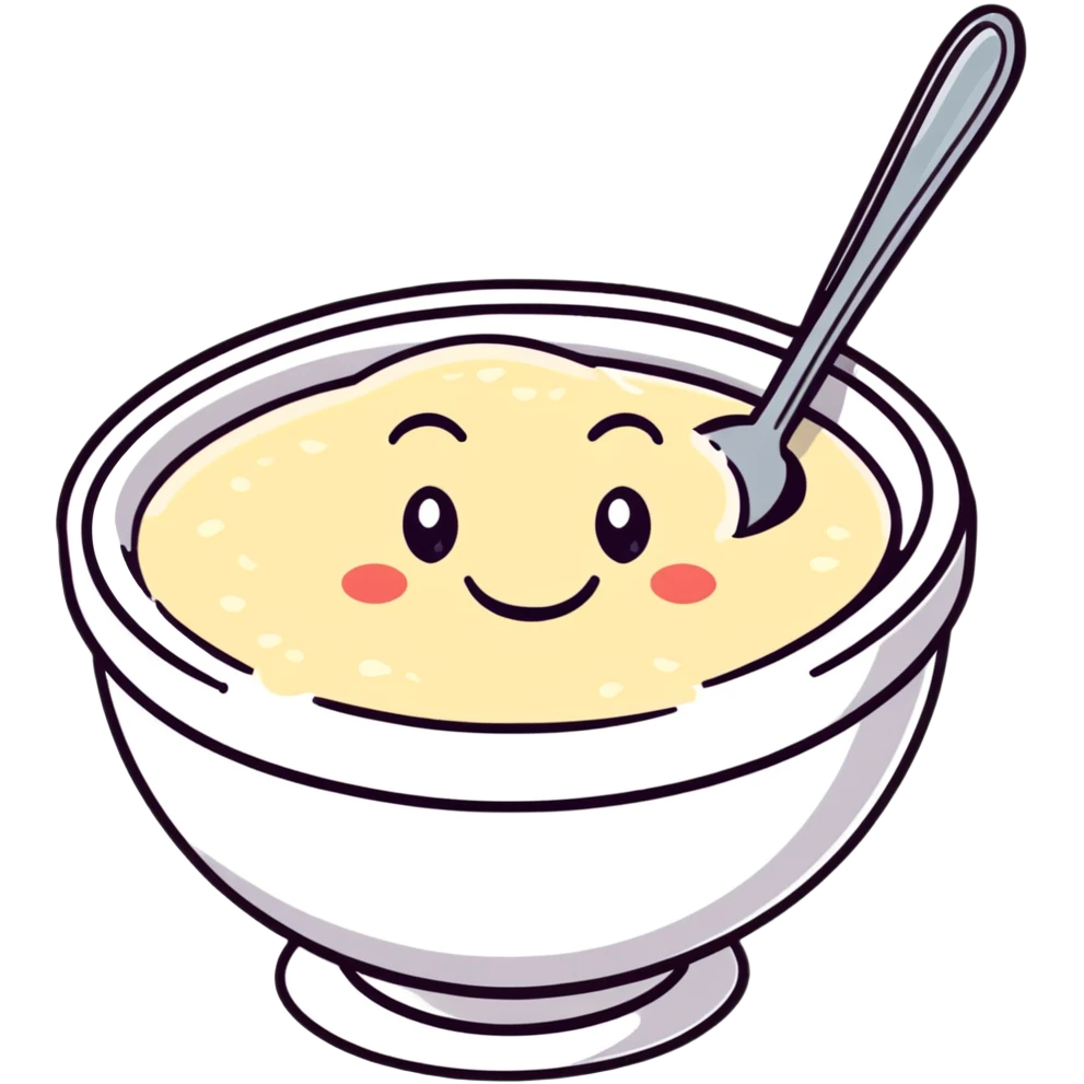 smiling bowl of creamy porridge with a spoon emoji