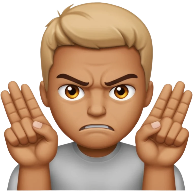 Manos juntas con cara de malo emoji