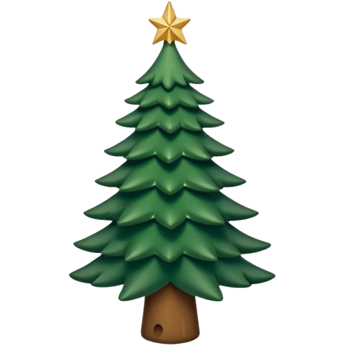 Un emoji représentant un petit sapin stylisé, sans bouche, avec deux grands yeux de biche brillants couleur cannelle. Style minimaliste, mignon et expressif, comme un sticker ou un emoji moderne. Fond parfaitement transparent, haute qualité, bien centré. emoji
