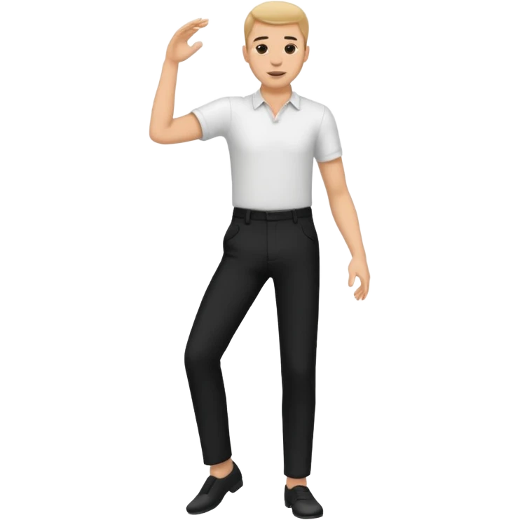танцующий мужчина в полный рост в рубашке белой и черных брюках emoji