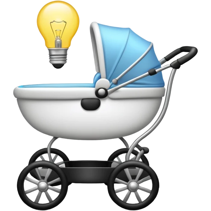 baby carriage with a lightbulb inside emoji