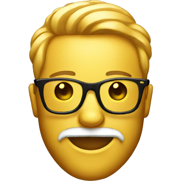 golden smile emoji with glasses and beard emoji