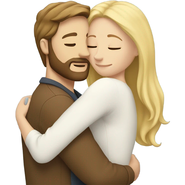 White man BROWN beard and BROWN hair hugging white woman with long blonde hair emoji