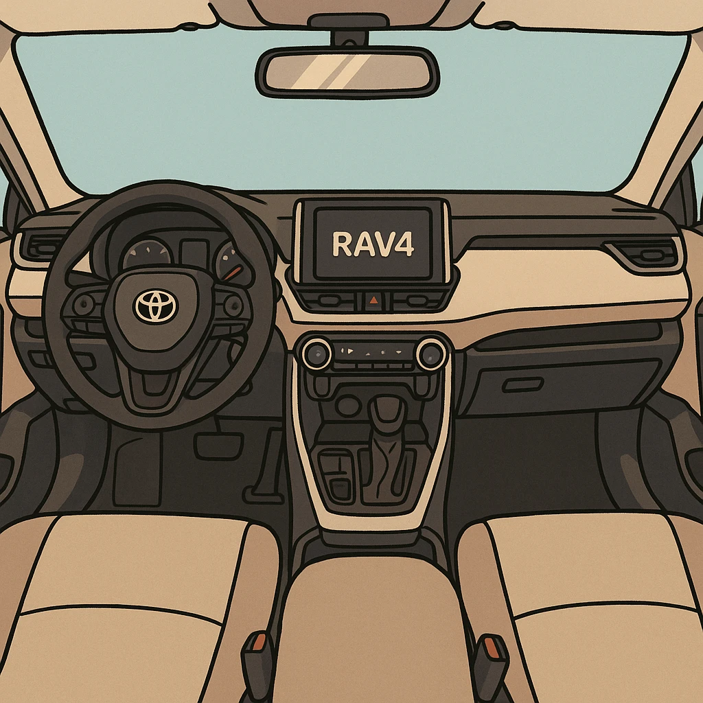 cartoon style wide view of Toyota RAV4 interior emoji