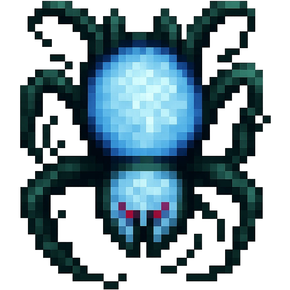 Make the spider green in pixel art style with no background. emoji