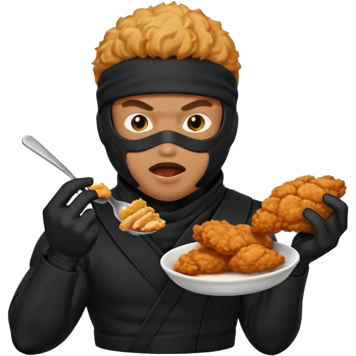 Black ninja eating fried chicken emoji