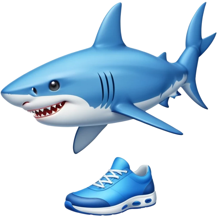 crea un tiburon con zapatos azules emoji