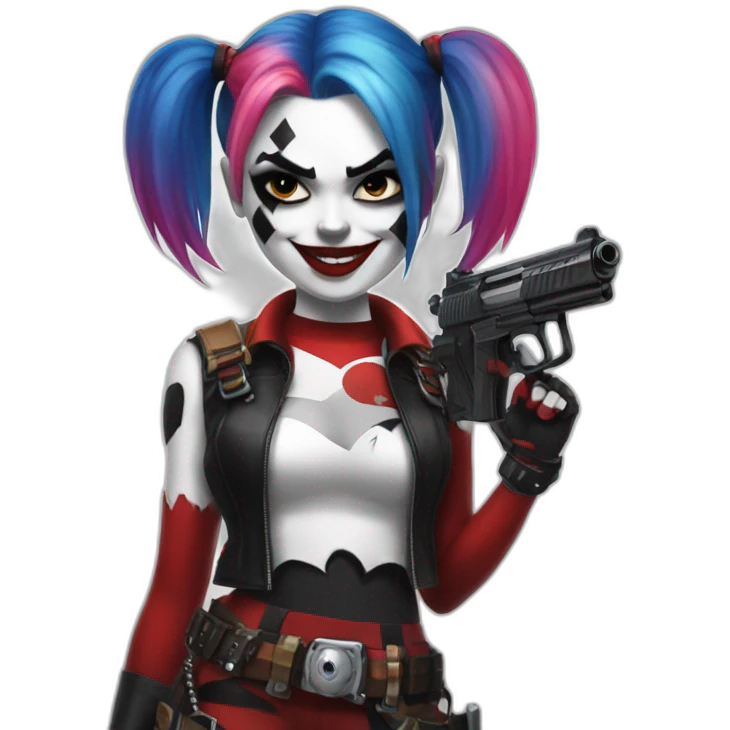 Harley Quinn with gun emoji