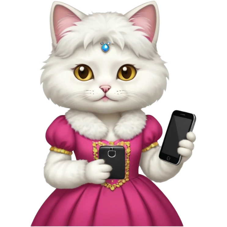 russia cat with custome dress and smartphone emoji