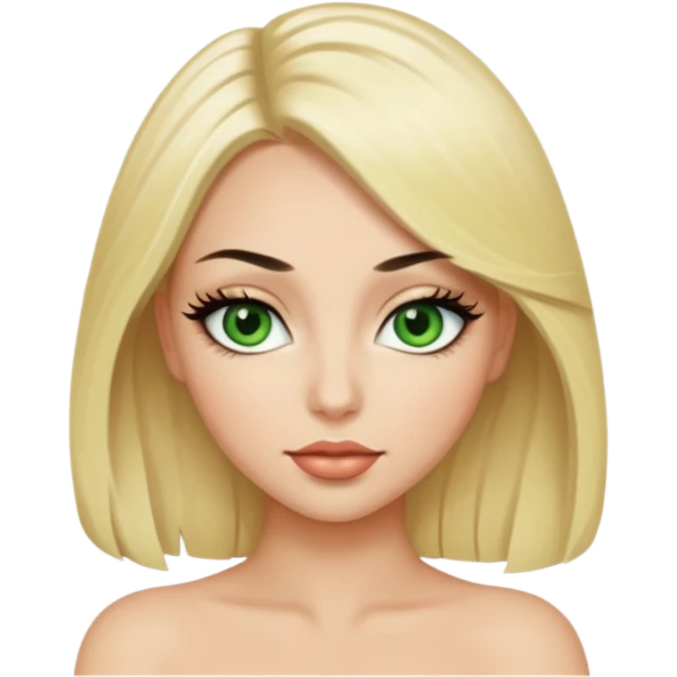 Emoji d’une femme blonde sexy aux yeux en amande vert avec de long cils noir  emoji