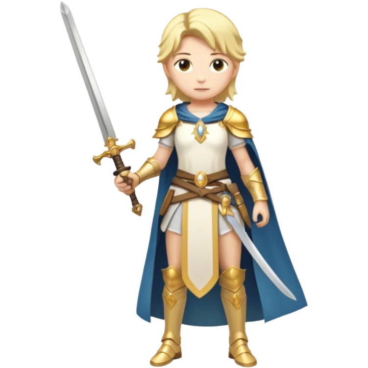 White and golden Lumine (from Genshin Impact) with a sword (full body) emoji