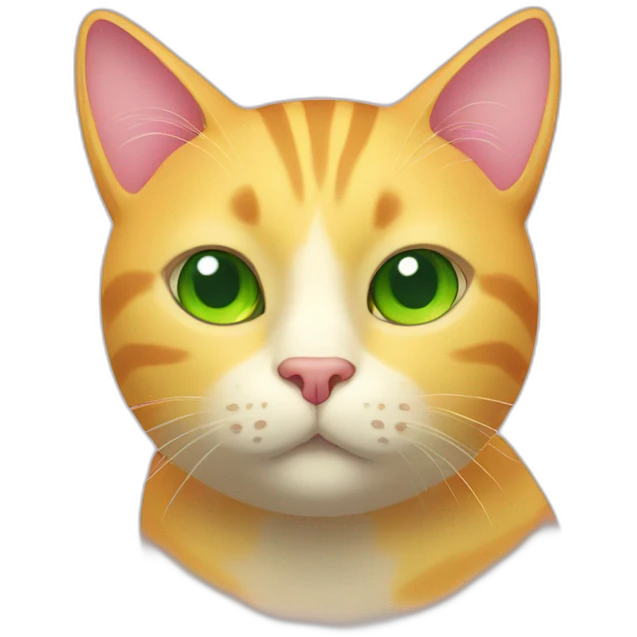 round yellow cat with green eyes and pink nose emoji