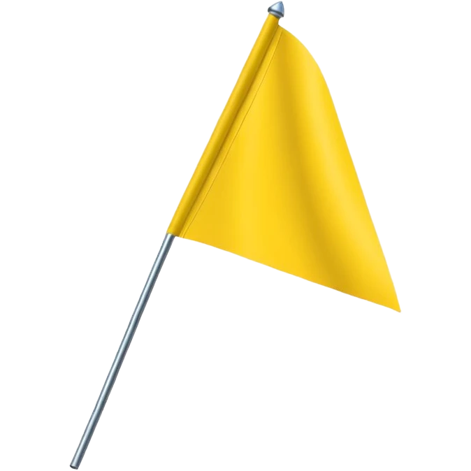 Emoji-style triangular flag, bright yellow, flat design, no folds or shading, simple and clean, minimalistic, centered on plain white or transparent background, high resolution emoji