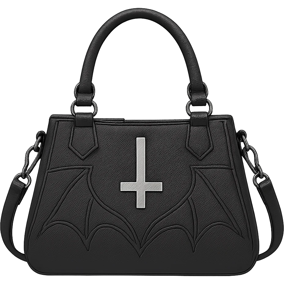 Back white gothic purse without background emoji