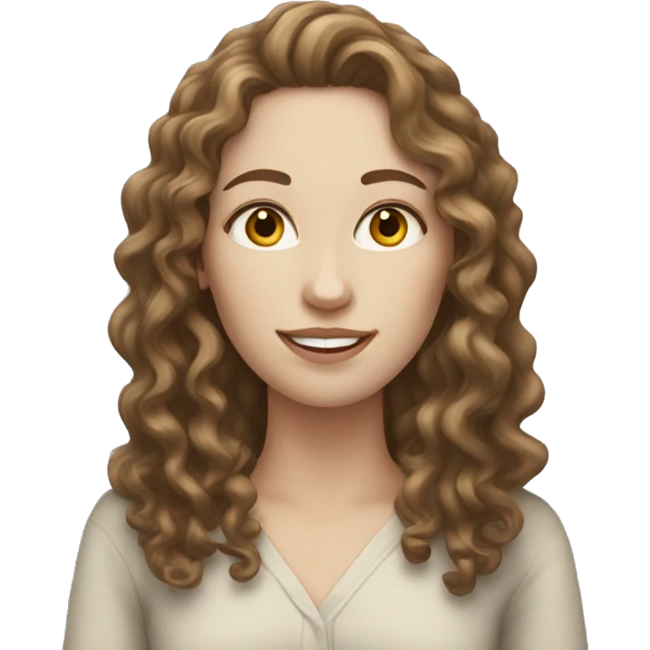 Woman with pale skin and long curly brown hair  emoji