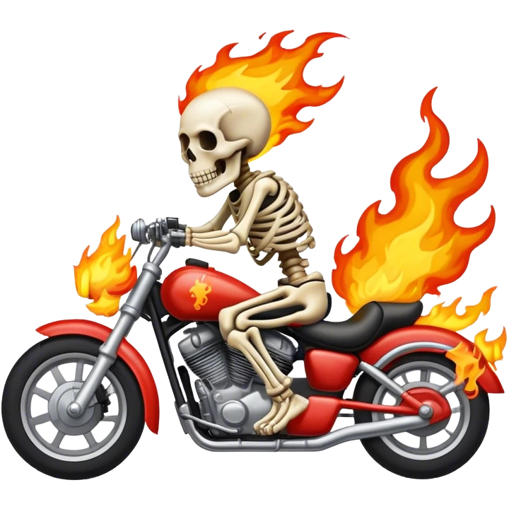 Ghostrider skeleton riding motorcycle on fire  emoji