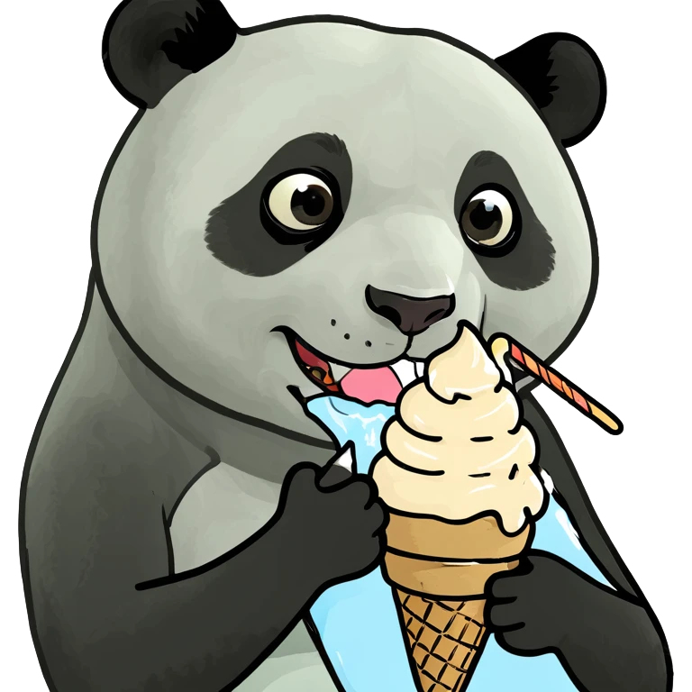 Panda eating ice cream emoji