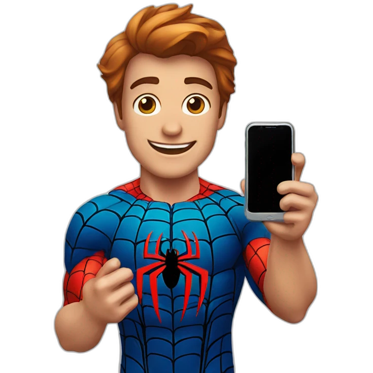 spiderman con il cellulare emoji