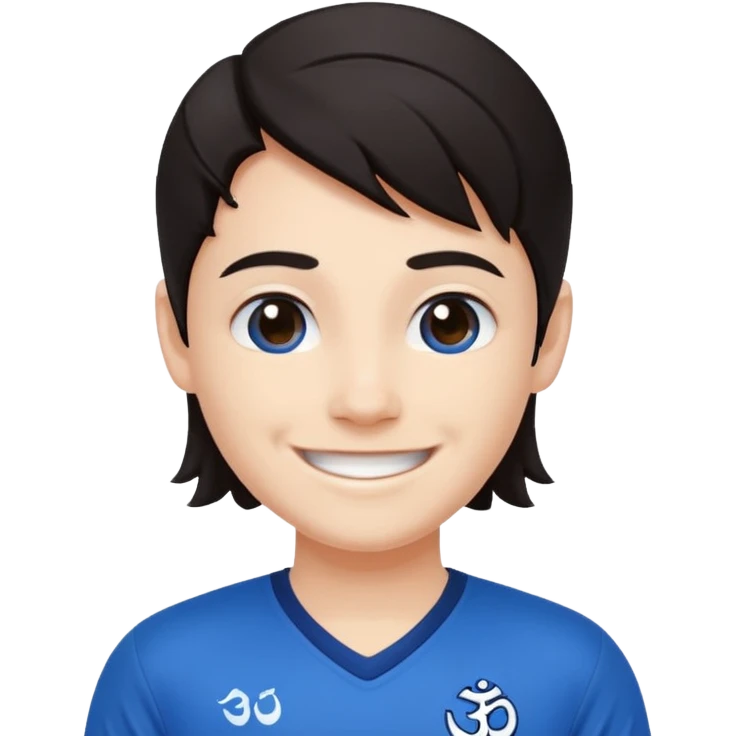 un personnage qui est blanc de peau qui sourie il a les cheveux nour dans le côté et il porte un maillot de l'om emoji