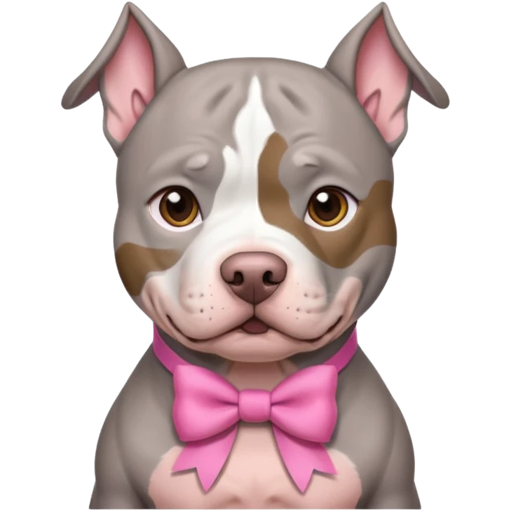 Gray Pitbull with a pink bow emoji