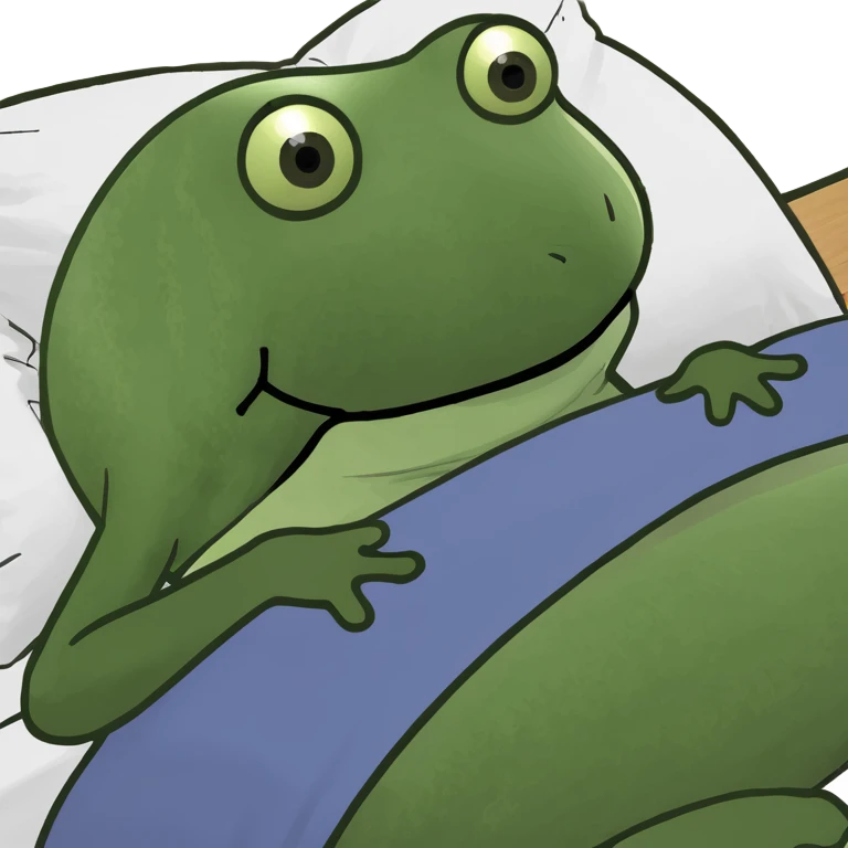 Cute small girl frog sleeping in a bed emoji