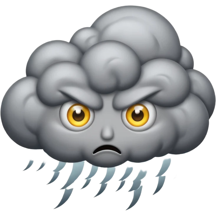 angry Thunderstorm Cloud, eyes, gray emoji
