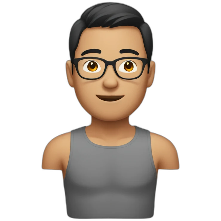 shirtless asian man wearing glasses emoji