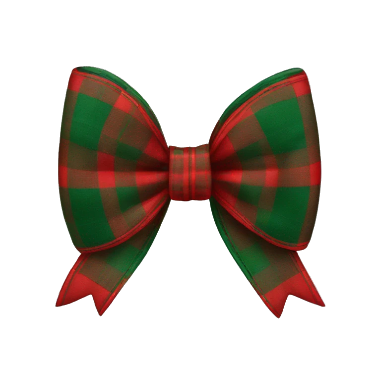 Red and green plaid bow emoji