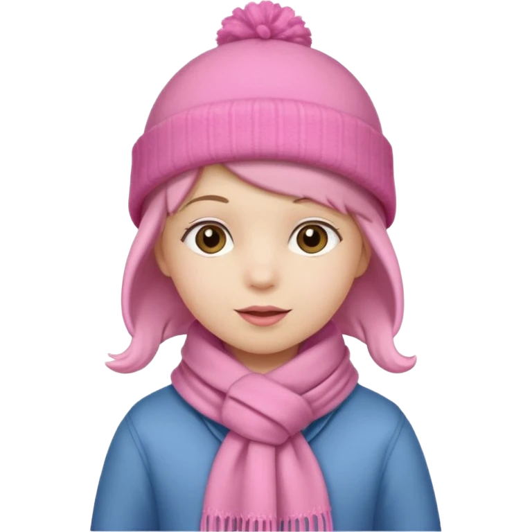 Kid wearing pink hat and scarf, full body emoji