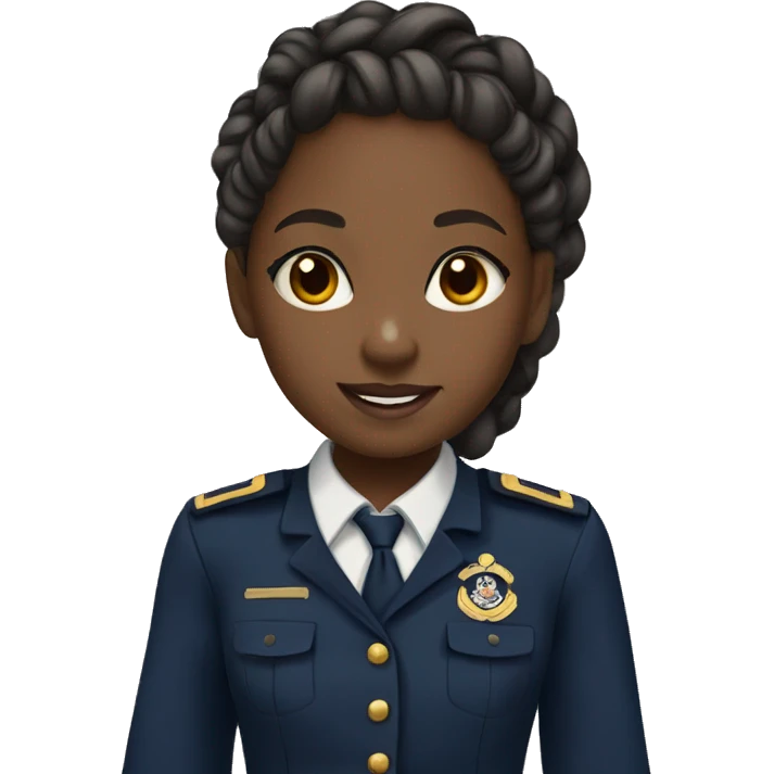 little black girl with braids and a navy uniform shirt and a khaki skirt emoji
