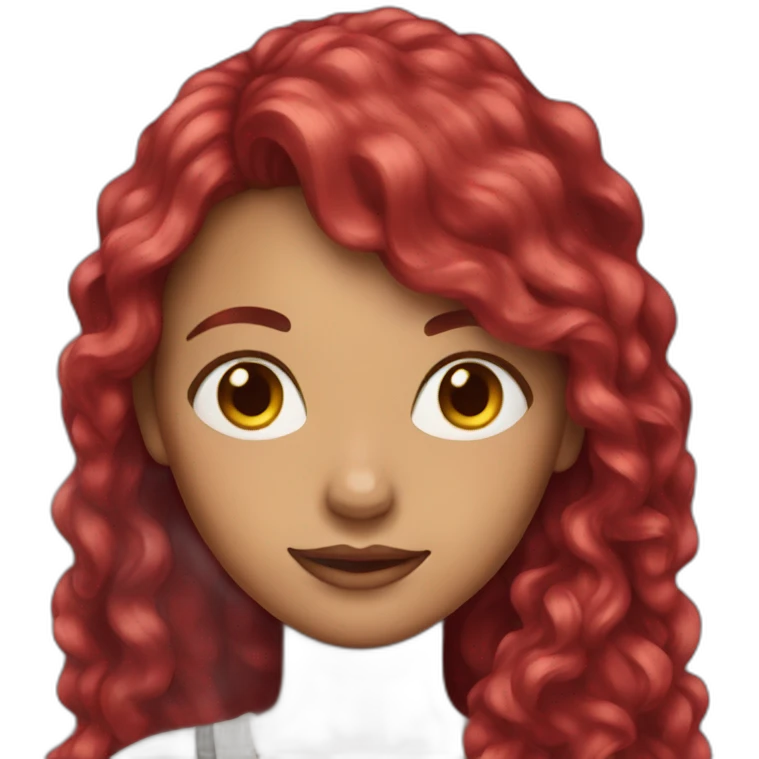 woman with long ruby hair emoji