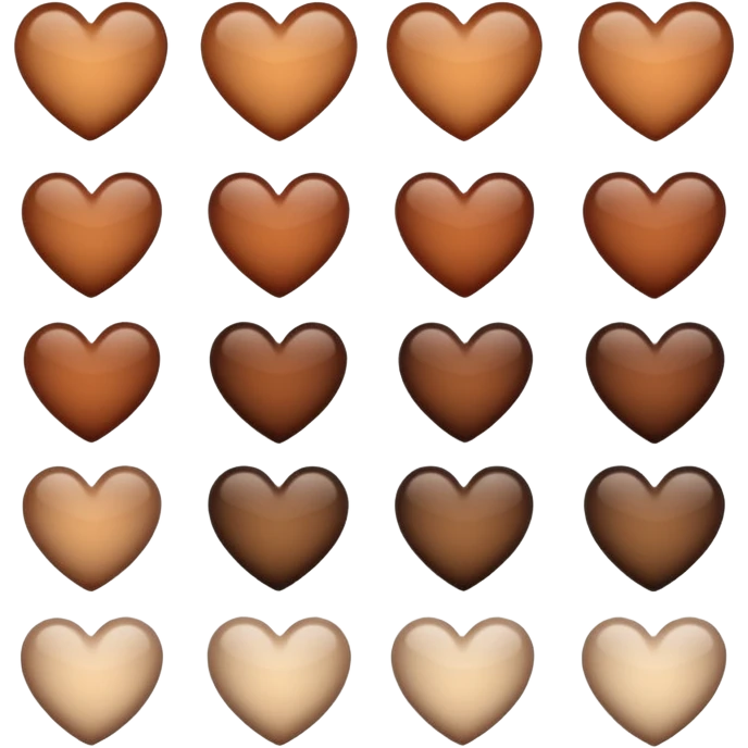 Neutral brown hearts from light to dark individual emoji